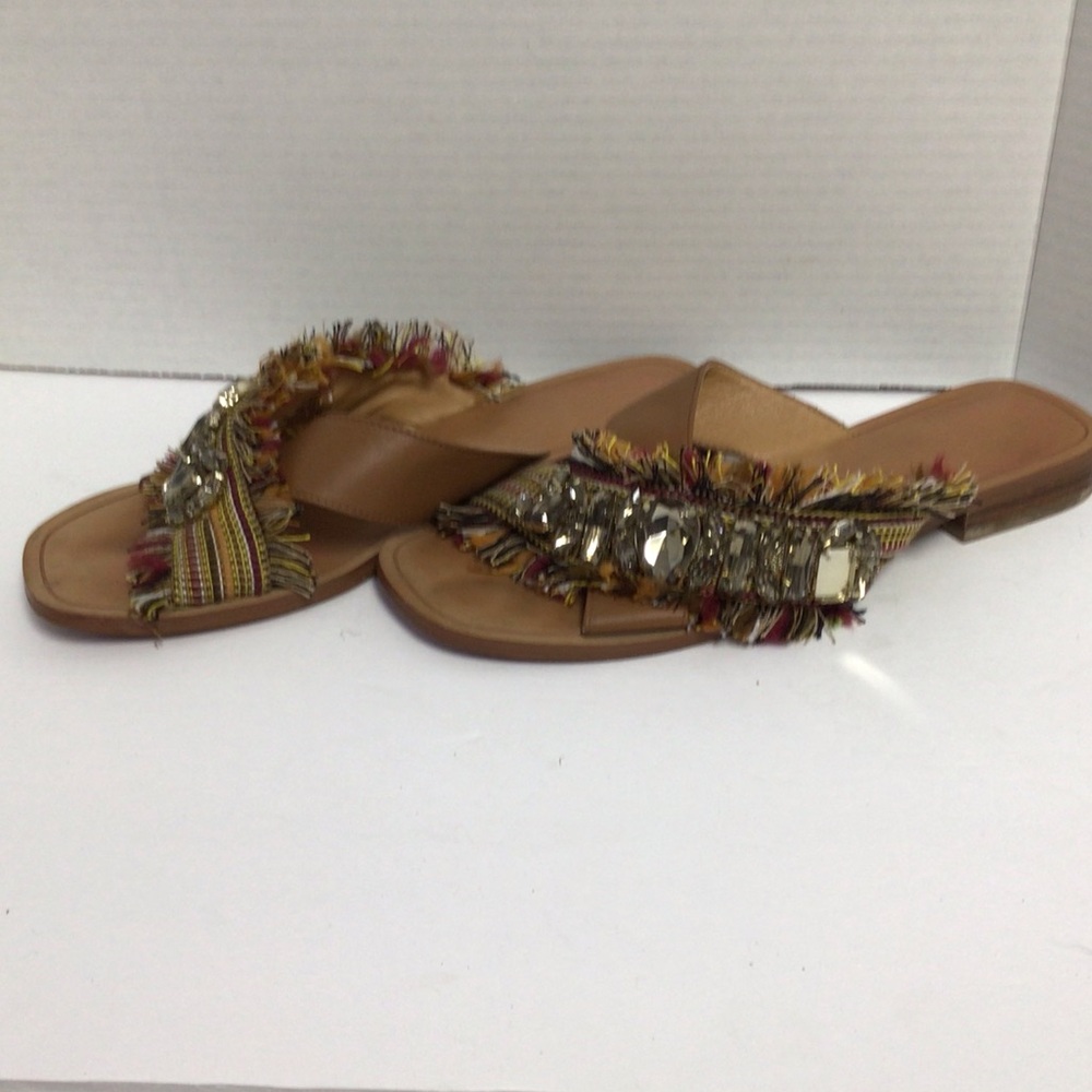 Crown Vintage CV-Somaya Leather Sandals womens 8‎ unique ornate Jeweled festival